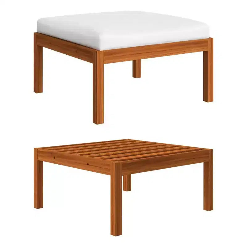 vidaXL Ensemble de salon de jardin 4 pièces en bois d'acacia massif, construction durable et résistante aux intempéries avec coussins crème pour un confort optimal