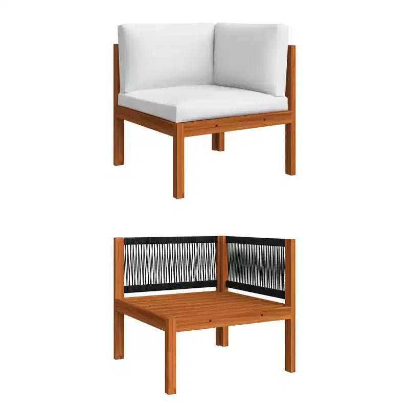 vidaXL Ensemble de salon de jardin 4 pièces en bois d'acacia massif, construction durable et résistante aux intempéries avec coussins crème pour un confort optimal