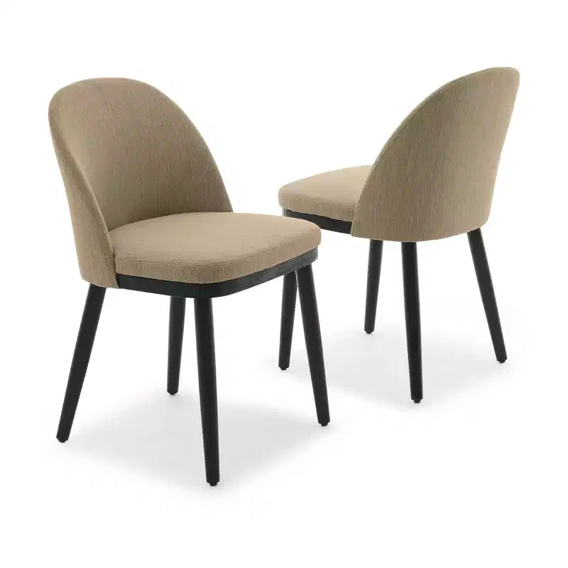 Modern Dining Chair - Curved Upholstered Back & Rubberwood Legs,Modern Fabric Upholstered Kitchen Side Chairs,Armless Dining Chair