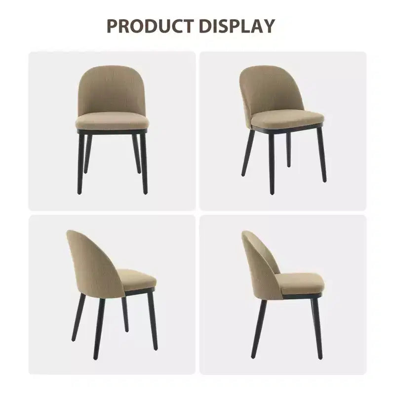 Modern Dining Chair - Curved Upholstered Back & Rubberwood Legs,Modern Fabric Upholstered Kitchen Side Chairs,Armless Dining Chair