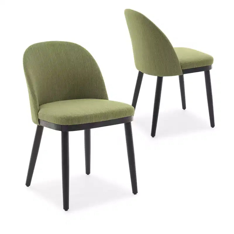 Modern Dining Chair - Curved Upholstered Back & Rubberwood Legs,Modern Fabric Upholstered Kitchen Side Chairs,Armless Dining Chair