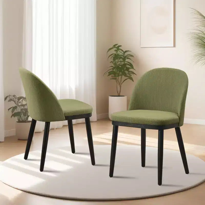 Modern Dining Chair - Curved Upholstered Back & Rubberwood Legs,Modern Fabric Upholstered Kitchen Side Chairs,Armless Dining Chair