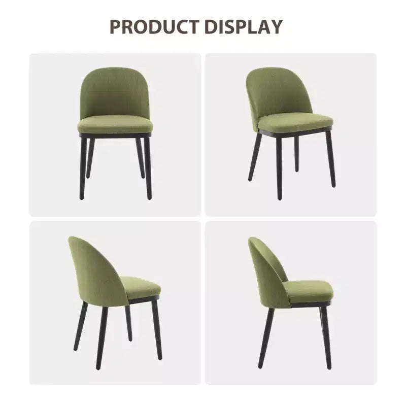 Modern Dining Chair - Curved Upholstered Back & Rubberwood Legs,Modern Fabric Upholstered Kitchen Side Chairs,Armless Dining Chair