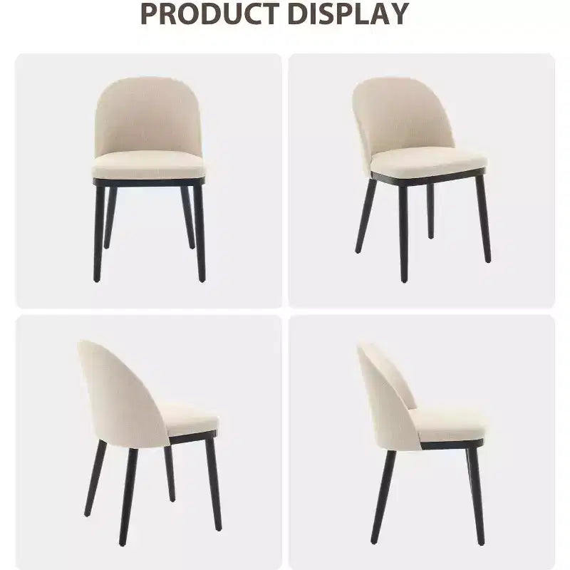 Modern Dining Chair - Curved Upholstered Back & Rubberwood Legs,Modern Fabric Upholstered Kitchen Side Chairs,Armless Dining Chair