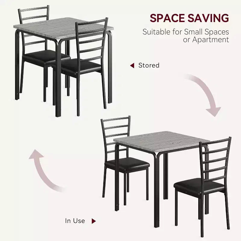 Kitchen Table Set 3 Piece Wooden Dining Table Set for 2 Person Square Table and Chair Small Farmhouse Table Set for Kitchen Restaurant
