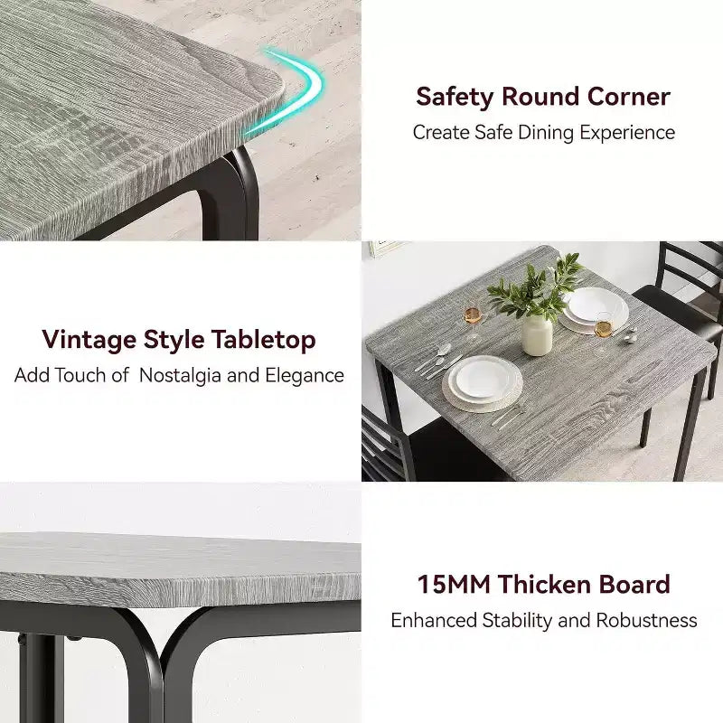 Kitchen Table Set 3 Piece Wooden Dining Table Set for 2 Person Square Table and Chair Small Farmhouse Table Set for Kitchen Restaurant