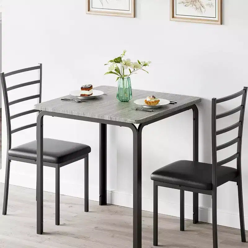 Kitchen Table Set 3 Piece Wooden Dining Table Set for 2 Person Square Table and Chair Small Farmhouse Table Set for Kitchen Restaurant