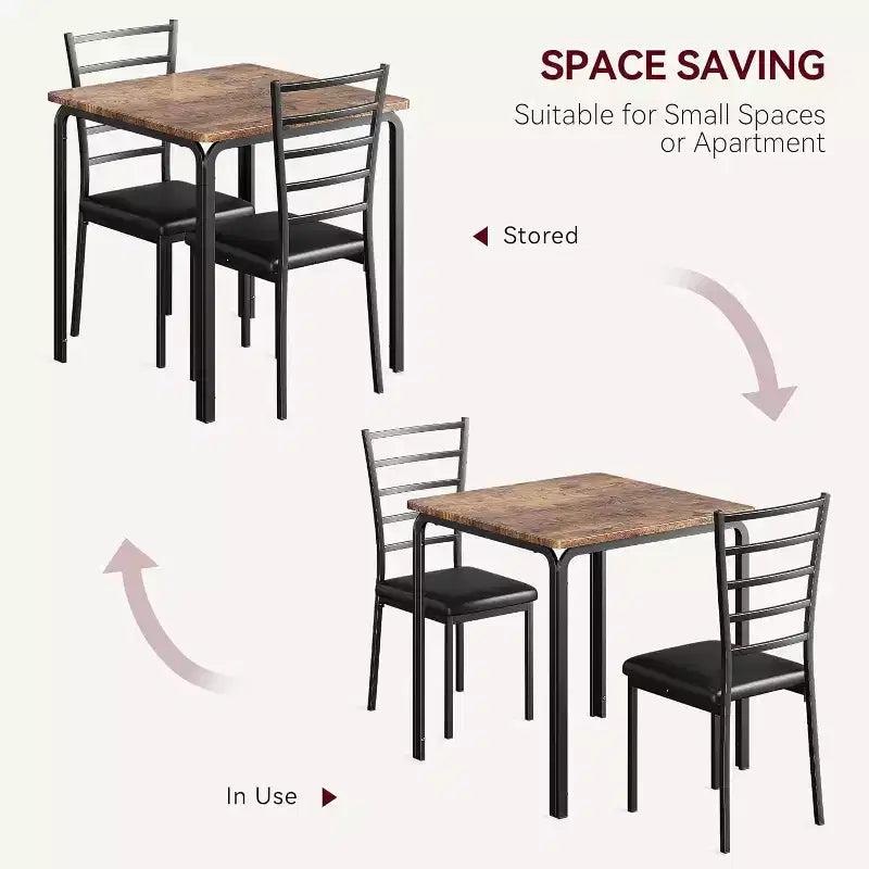 Kitchen Table Set 3 Piece Wooden Dining Table Set for 2 Person Square Table and Chair Small Farmhouse Table Set for Kitchen Restaurant