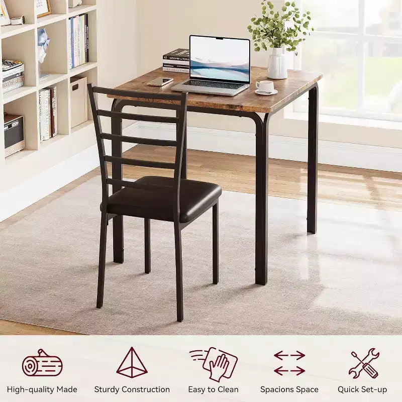 Kitchen Table Set 3 Piece Wooden Dining Table Set for 2 Person Square Table and Chair Small Farmhouse Table Set for Kitchen Restaurant