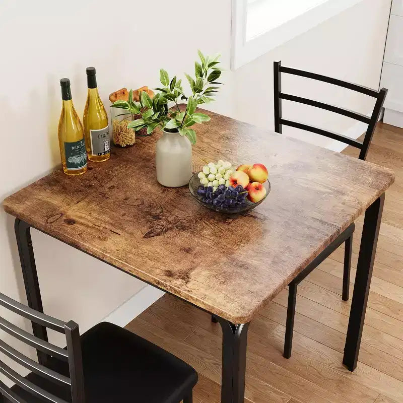 Kitchen Table Set 3 Piece Wooden Dining Table Set for 2 Person Square Table and Chair Small Farmhouse Table Set for Kitchen Restaurant