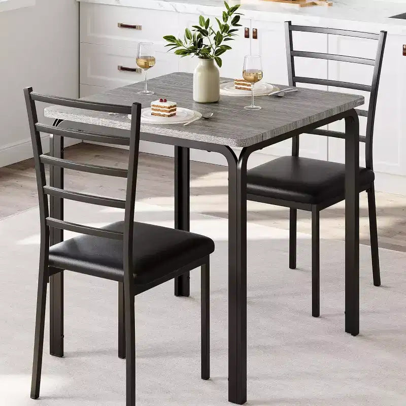 Kitchen Table Set 3 Piece Wooden Dining Table Set for 2 Person Square Table and Chair Small Farmhouse Table Set for Kitchen Restaurant