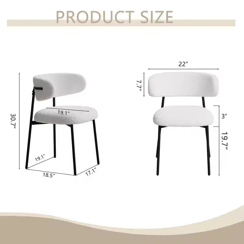 GDFStudio Mirae Modern Teddy Velvet Upholstered Dining Chairs with Curved Backrest (Set of 2)