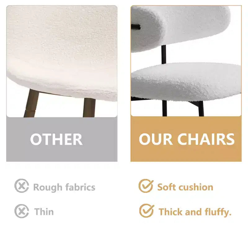 GDFStudio Mirae Modern Teddy Velvet Upholstered Dining Chairs with Curved Backrest (Set of 2)