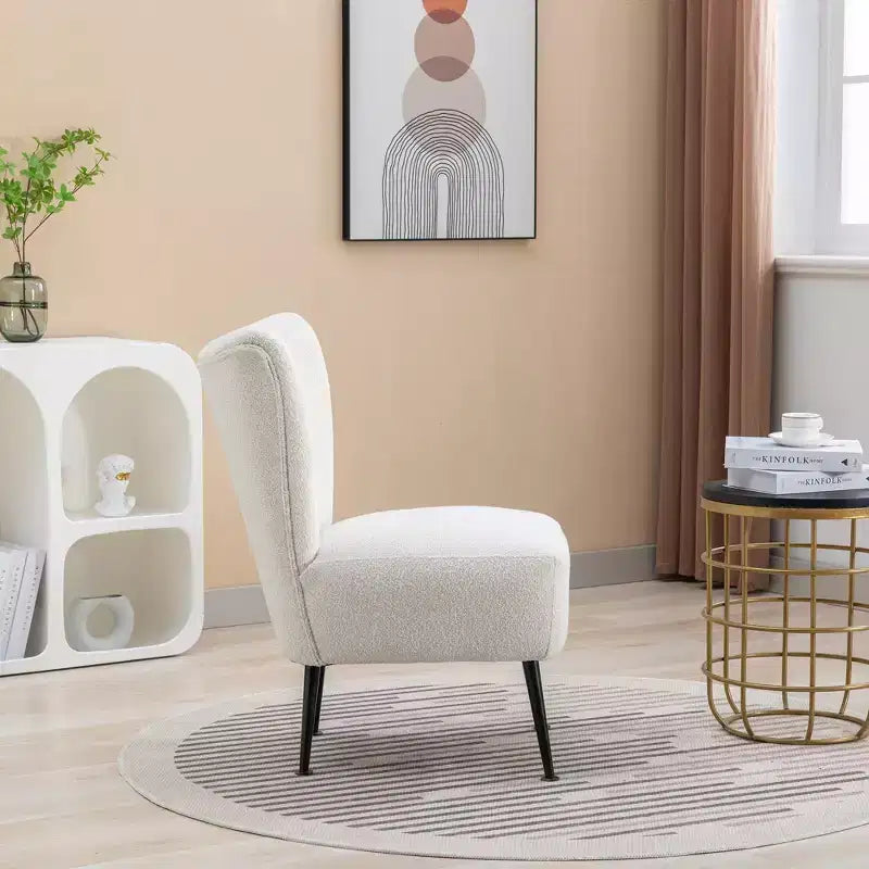 Living Room Chairs, Armless Accent Chair with Wooden Legs, Modern Upholstered Chair for Living Room, Bedroom, Office, Hotel