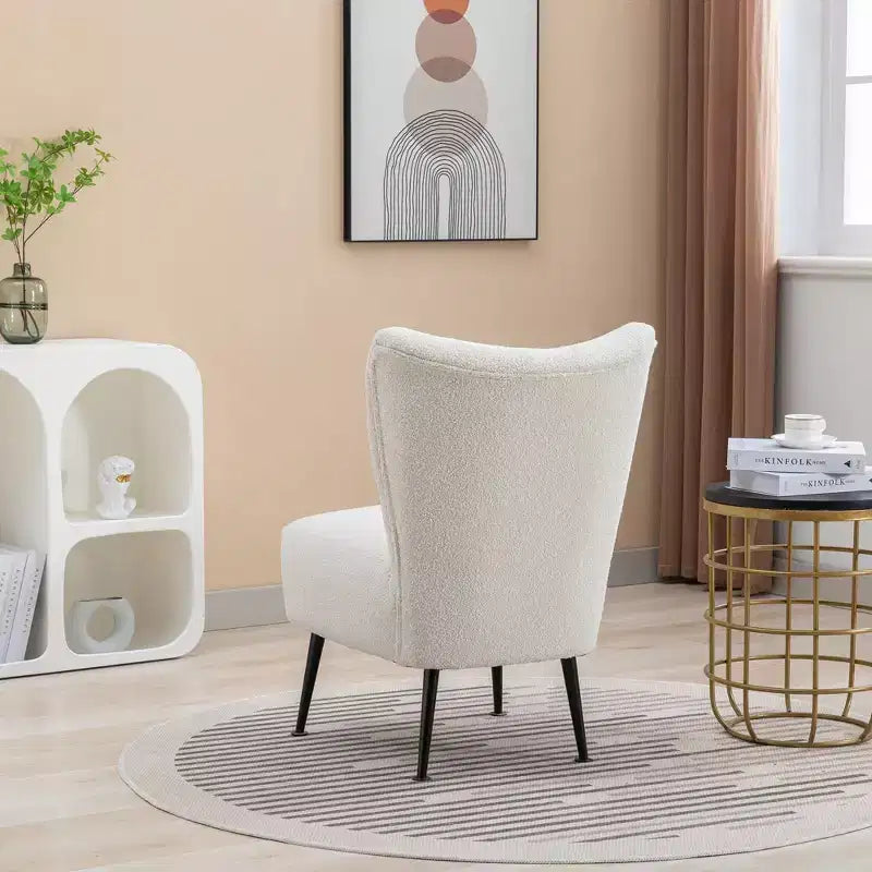 Living Room Chairs, Armless Accent Chair with Wooden Legs, Modern Upholstered Chair for Living Room, Bedroom, Office, Hotel