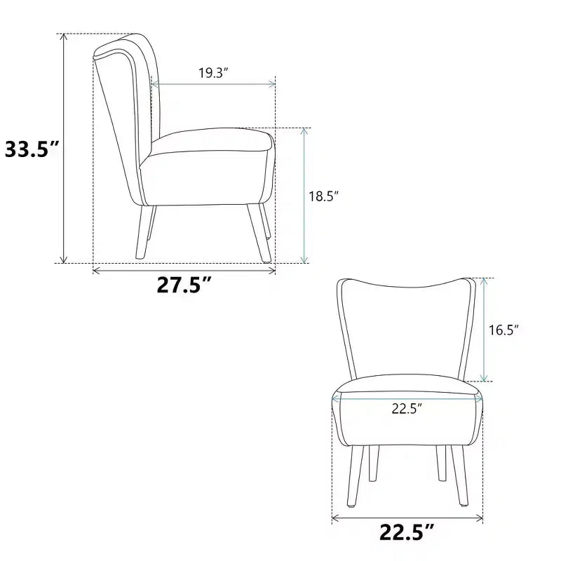Living Room Chairs, Armless Accent Chair with Wooden Legs, Modern Upholstered Chair for Living Room, Bedroom, Office, Hotel