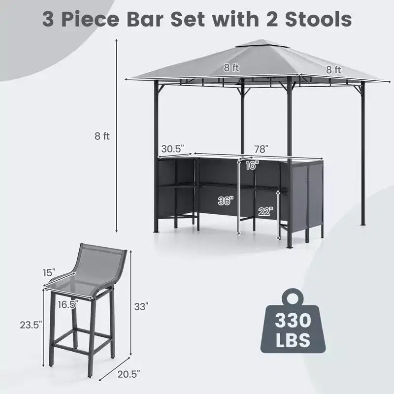 Costway Ensemble de Bar de Jardin 3 Pièces avec 2 Tabourets de Bar Table en Verre Trempé Étagère de Rangement