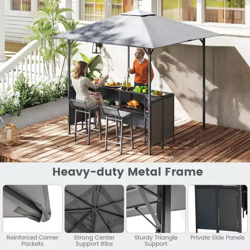 Costway Ensemble de Bar de Jardin 3 Pièces avec 2 Tabourets de Bar Table en Verre Trempé Étagère de Rangement