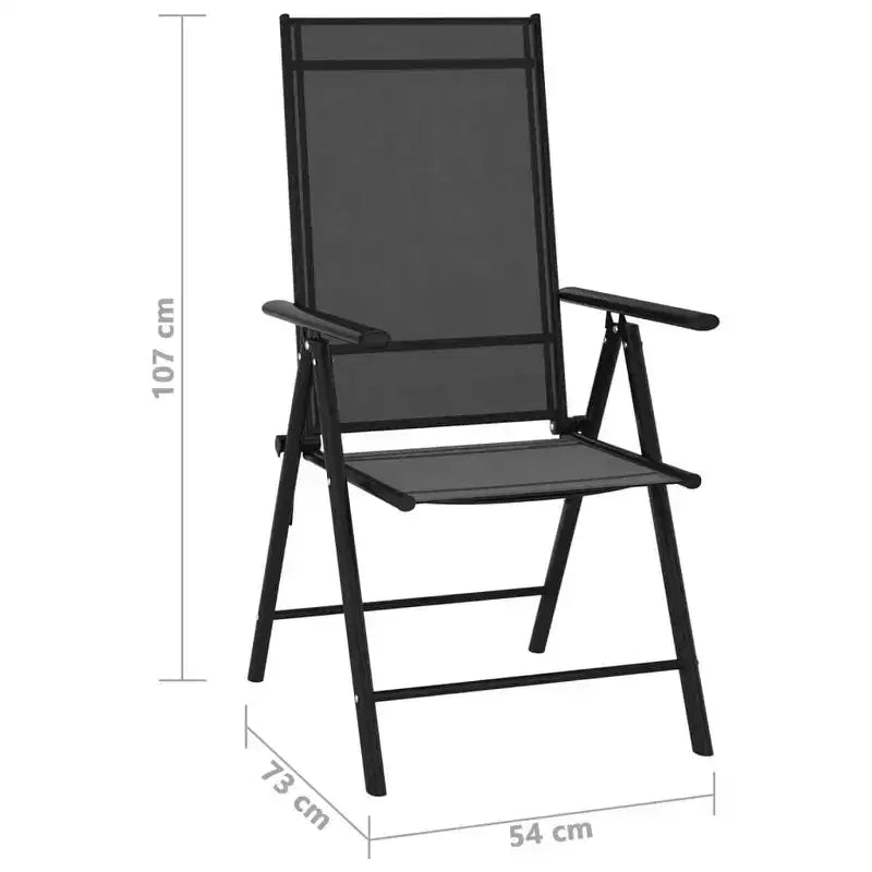 vidaXL Ensemble de salle à manger noir aluminium 10 pièces repose-pieds réglables