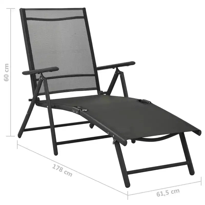vidaXL Ensemble de salle à manger noir aluminium 10 pièces repose-pieds réglables