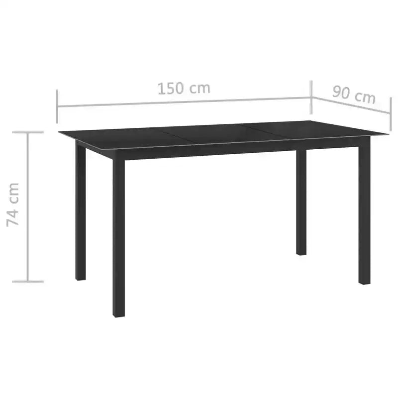 vidaXL Ensemble de salle à manger noir aluminium 10 pièces repose-pieds réglables