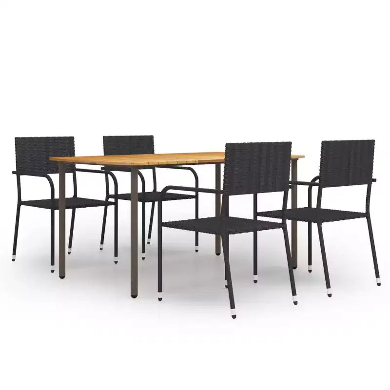 vidaXL Salon de salle à manger d'extérieur Table de salle à manger et chaises Ensemble de meubles en résine tressée - Noir 4 pièces