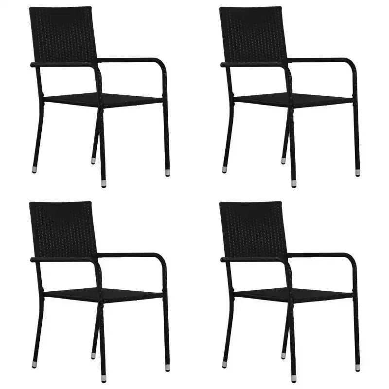 vidaXL Salon de salle à manger d'extérieur Table de salle à manger et chaises Ensemble de meubles en résine tressée - Noir 4 pièces