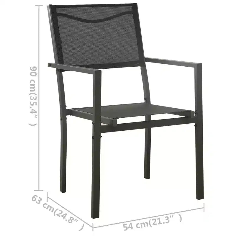 vidaXL Salon de jardin 5 pièces avec table et chaises de conversation, en acier, noir