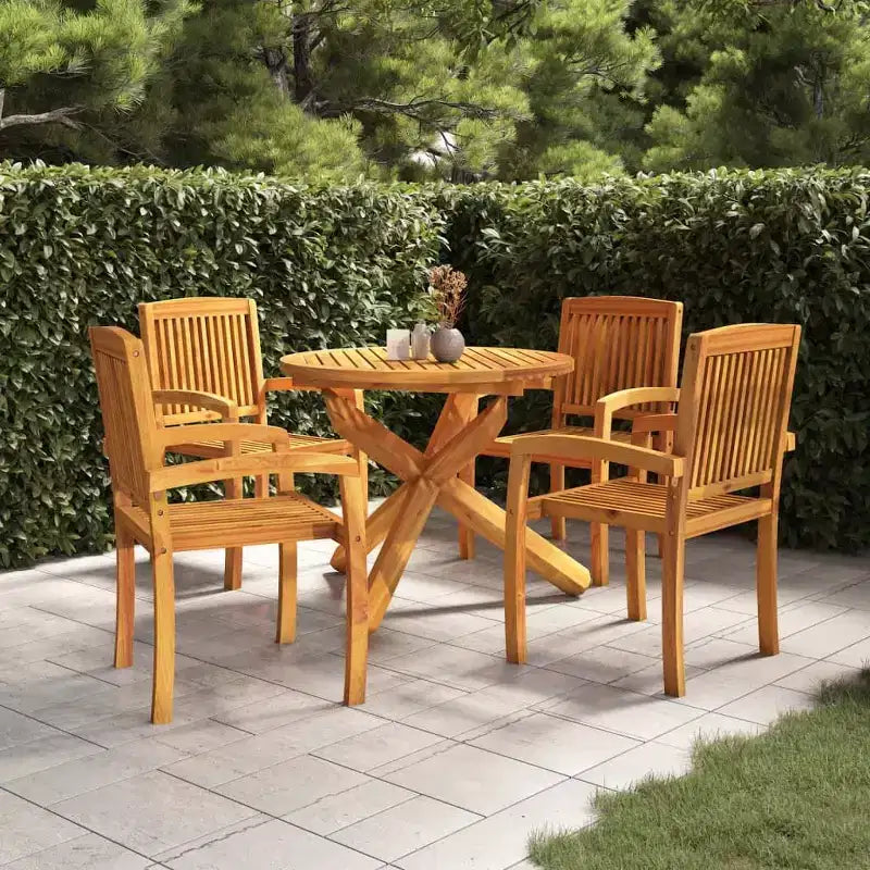 vidaXL Salon de jardin Teck naturel Bois de teck massif Standard Empilable