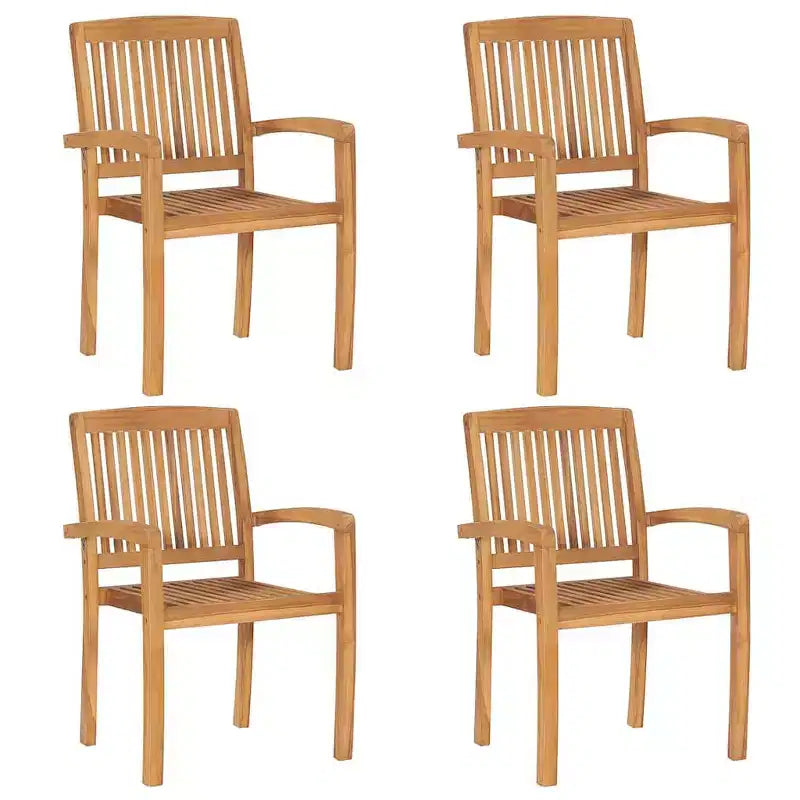 vidaXL Salon de jardin Teck naturel Bois de teck massif Standard Empilable