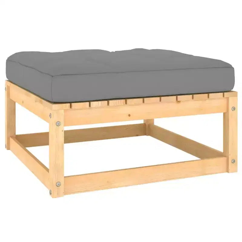 vidaXL Salon de jardin 11 pièces Canapé modulable d'extérieur Bois de pin massif - Naturel avec coussin