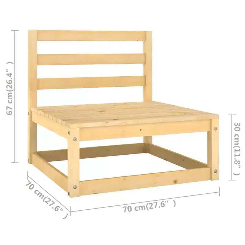 vidaXL Salon de jardin 11 pièces Canapé modulable d'extérieur Bois de pin massif - Naturel avec coussin