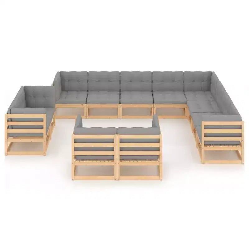 vidaXL Salon de jardin Bois de pin massif et polyester couleur naturelle