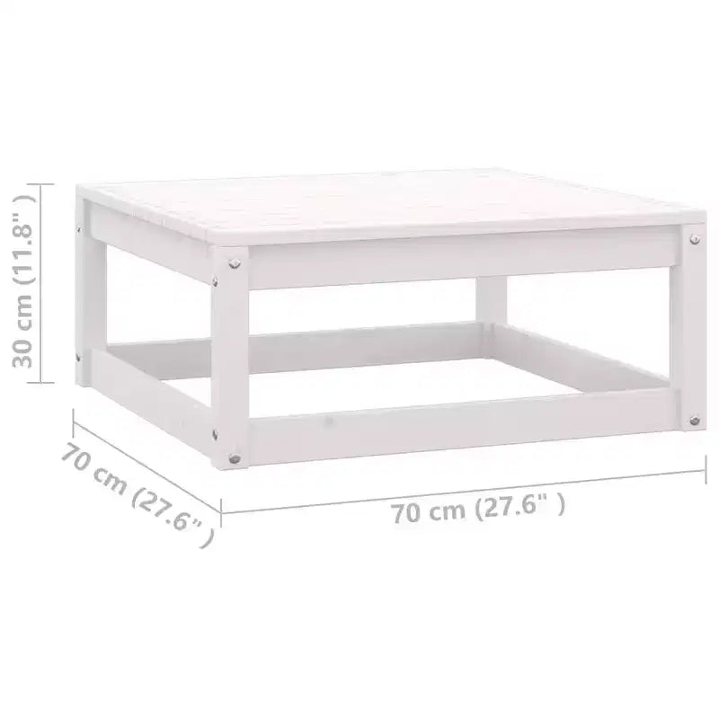 vidaXL Salon de jardin blanc en pin massif, mobilier d'extérieur de style rustique avec coussins - Ensemble de 12 pièces - Stable, durable - Style rétro