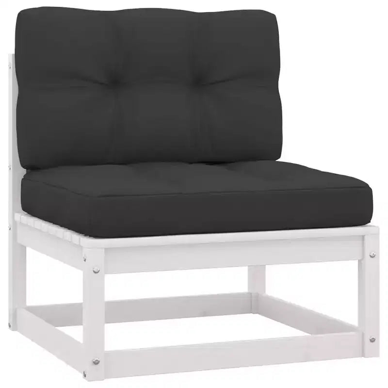 vidaXL Salon de jardin blanc en pin massif, mobilier d'extérieur de style rustique avec coussins - Ensemble de 12 pièces - Stable, durable - Style rétro