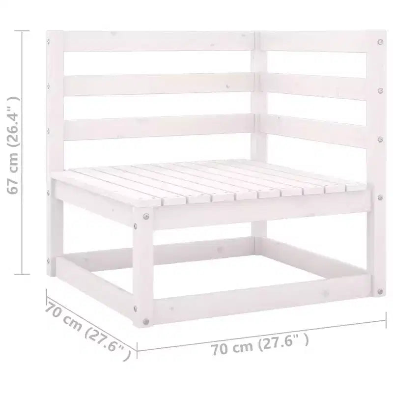 vidaXL Salon de jardin blanc en pin massif, mobilier d'extérieur de style rustique avec coussins - Ensemble de 12 pièces - Stable, durable - Style rétro