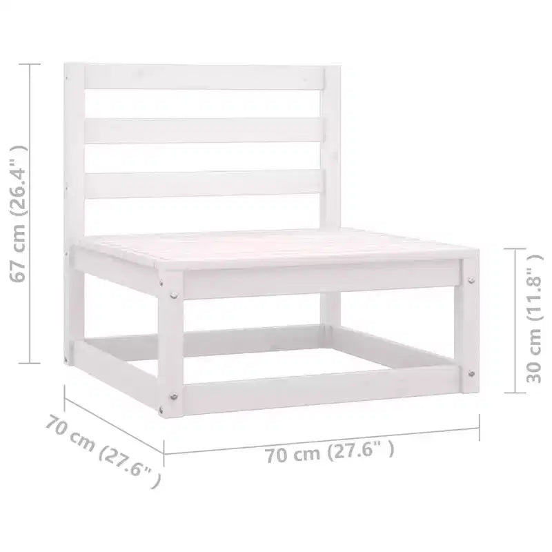 vidaXL Salon de jardin blanc en pin massif, mobilier d'extérieur de style rustique avec coussins - Ensemble de 12 pièces - Stable, durable - Style rétro