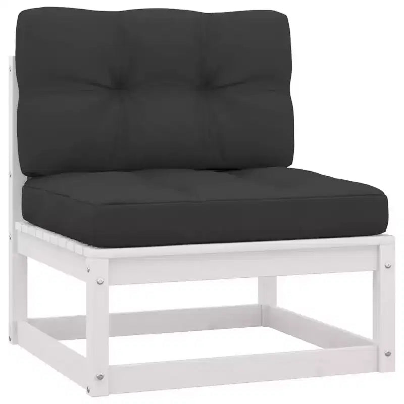 vidaXL Salon de jardin 10 pièces style rétro en pin massif blanc - Avec coussins confortables pour patio/véranda
