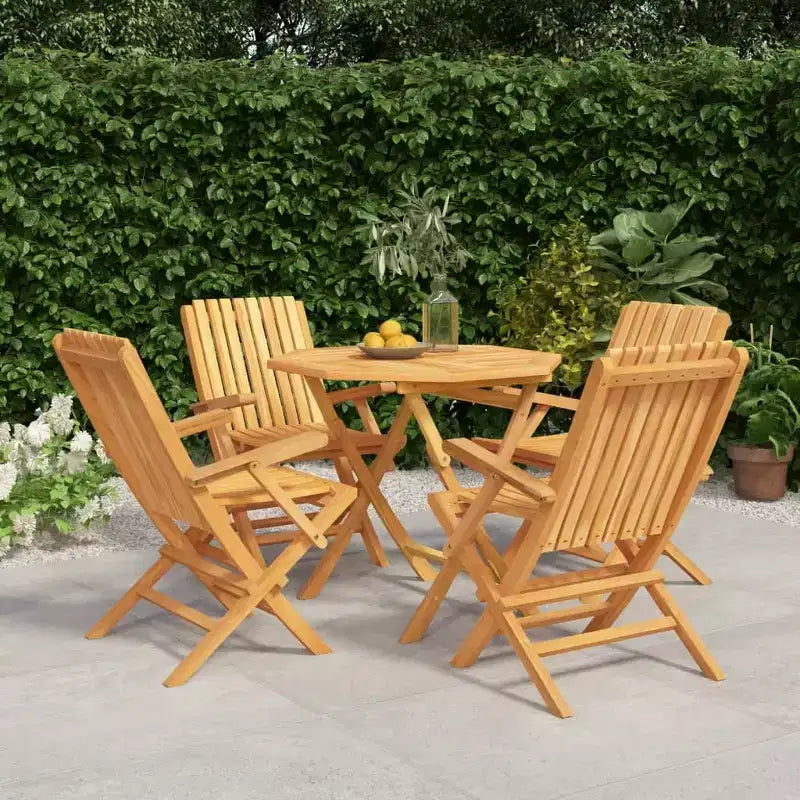 vidaXL Salon de jardin en teck massif couleur bois naturel moyen