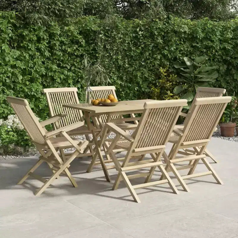 vidaXL Ensemble de salle à manger d'extérieur pour jardin Bois massif de teck Gris