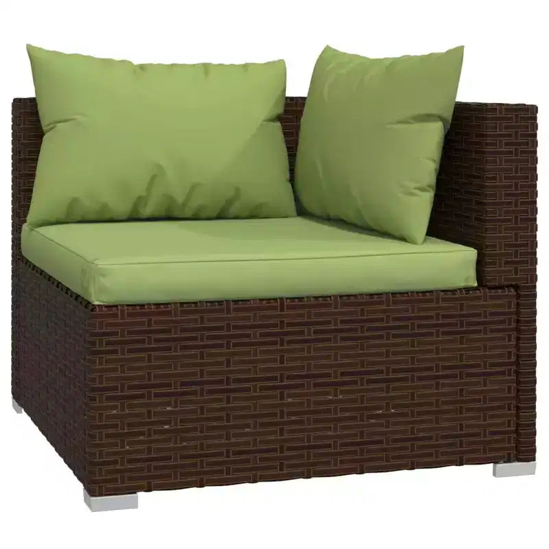 vidaXL Salon de jardin marron avec coussins verts