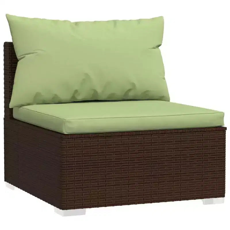 vidaXL Salon de jardin marron avec coussins verts