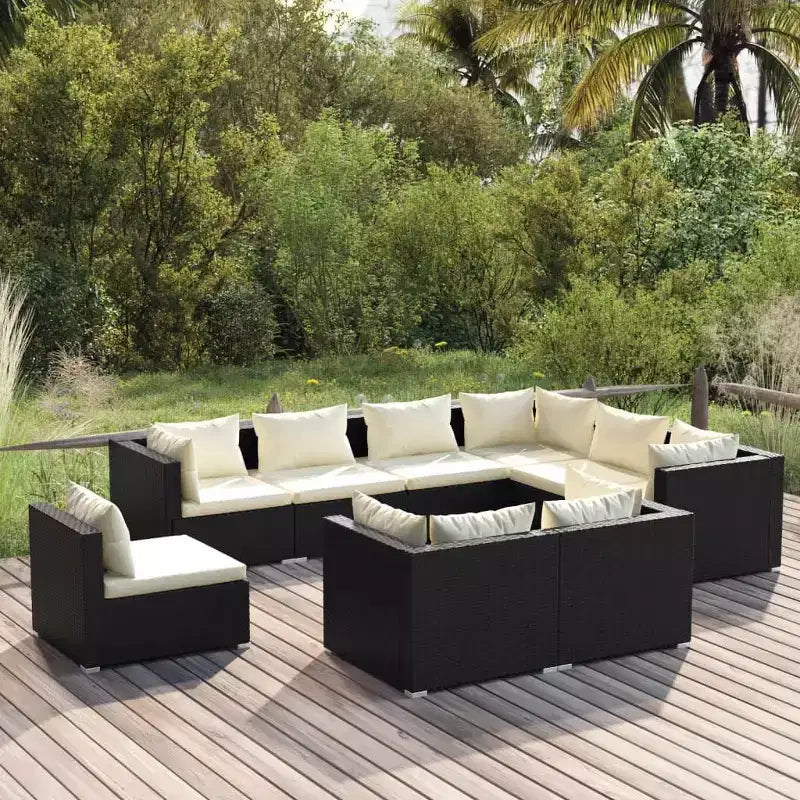 vidaXL Salon de jardin noir, crème