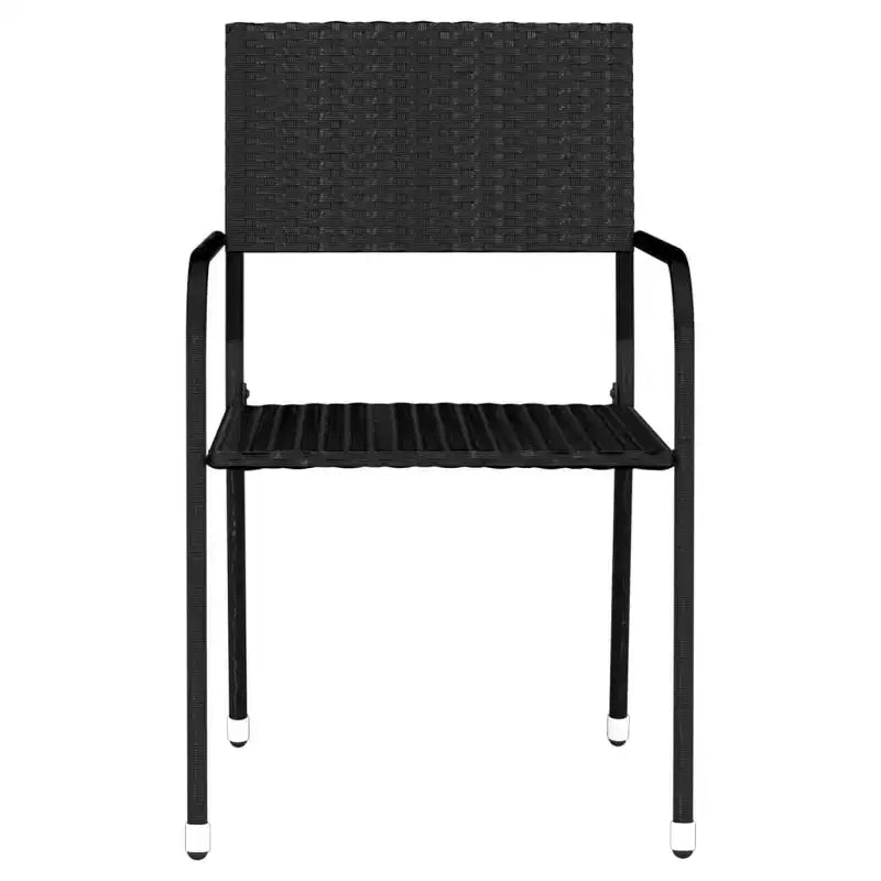vidaXL Salon de Jardin Noir Acier, Résine Tressée Standard Empilable - 55.1 Longueur Table Noir 4 Pièces