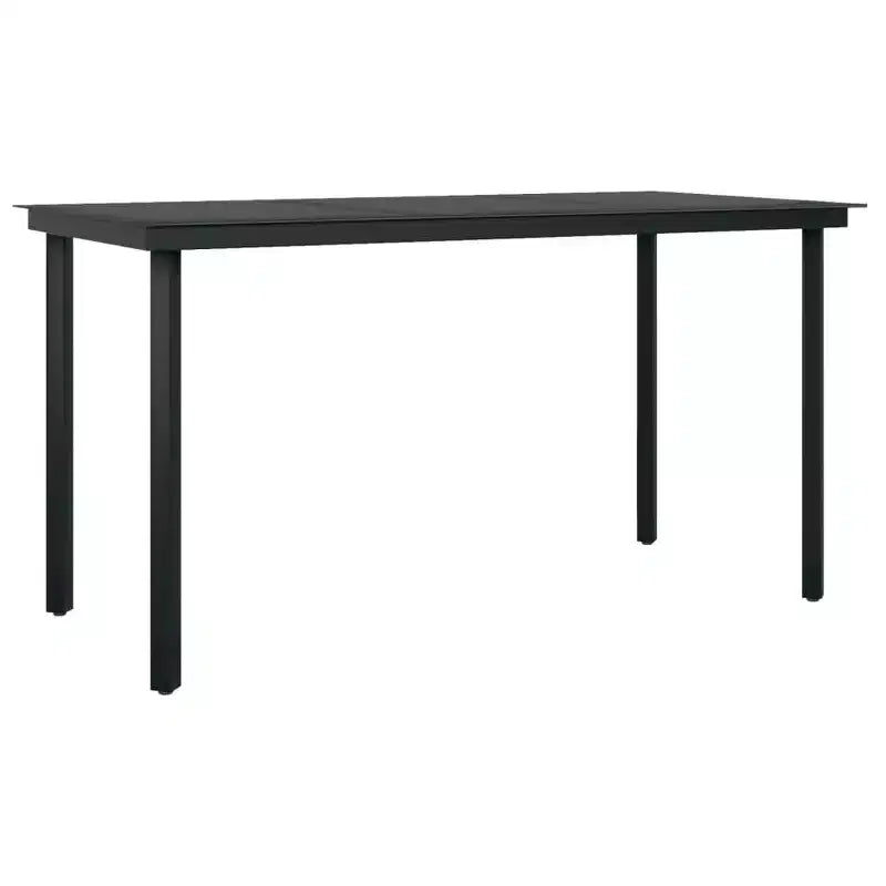vidaXL Salon de Jardin Noir Acier, Résine Tressée Standard Empilable - 55.1 Longueur Table Noir 4 Pièces