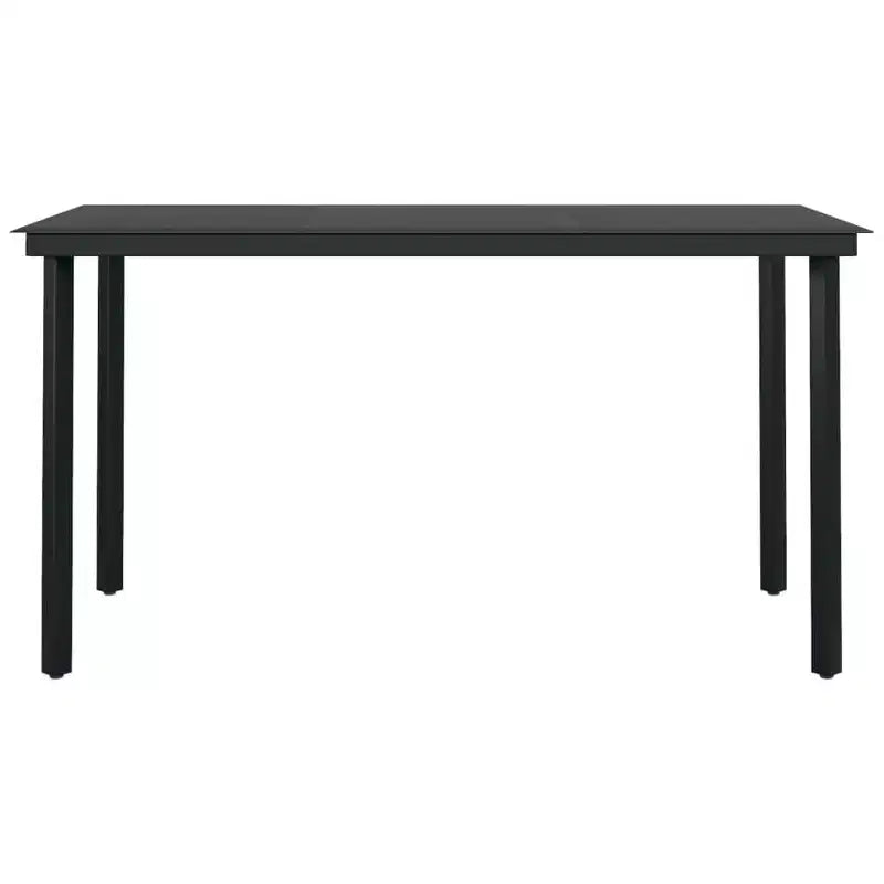 vidaXL Salon de Jardin Noir Acier, Résine Tressée Standard Empilable - 55.1 Longueur Table Noir 4 Pièces