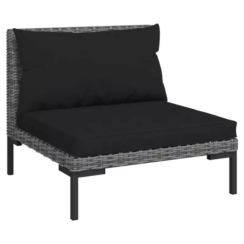 vidaXL Salon de jardin modulaire canapé et table résine tressée gris foncé