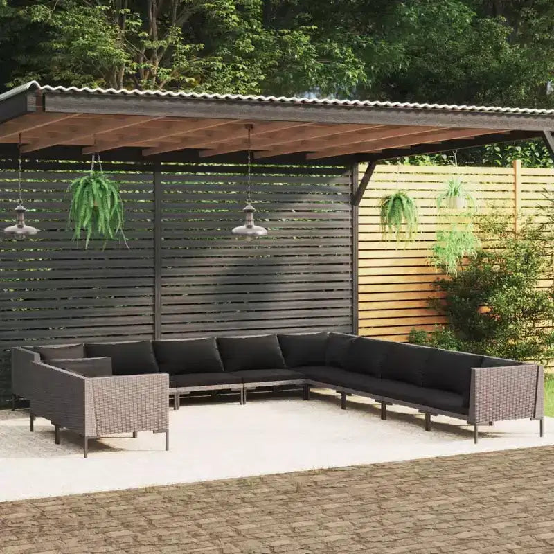 vidaXL Salon de jardin gris foncé