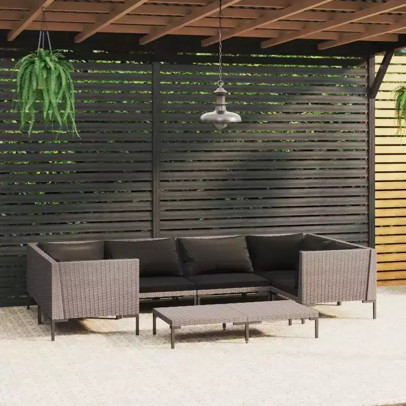 vidaXL Salon de jardin d'angle en résine tressée gris foncé