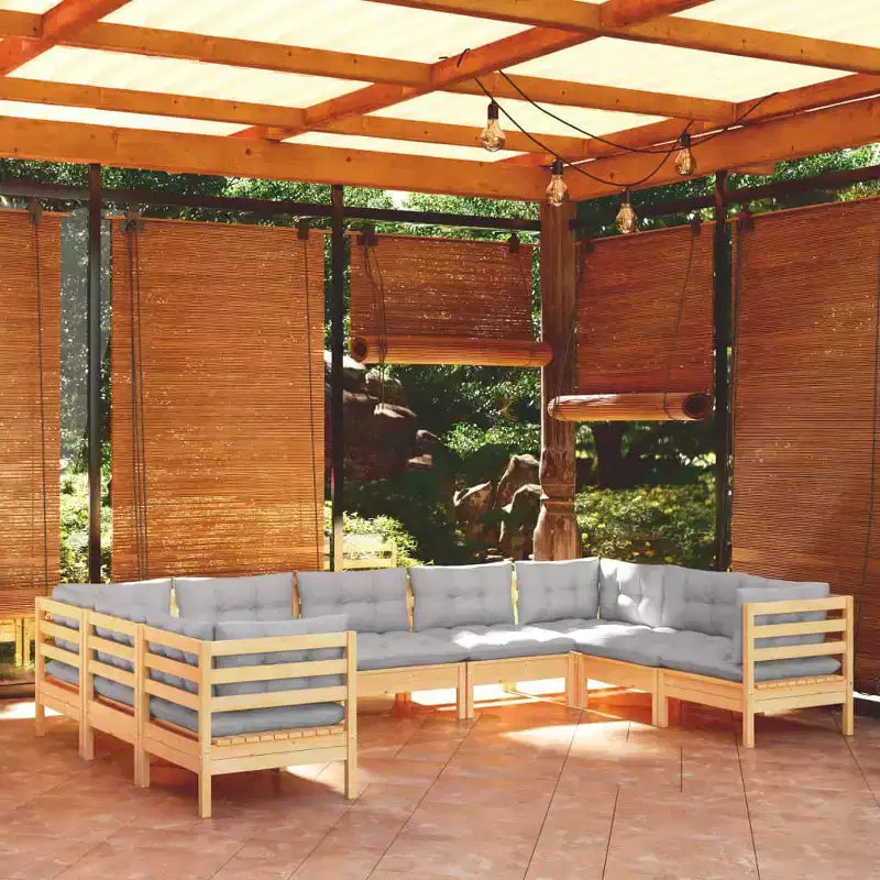 vidaXL Ensemble de jardin lounge bois naturel, gris